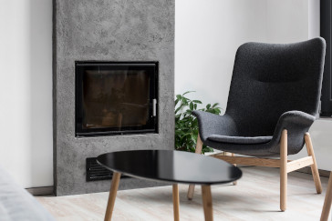 Ecobeton Microbond microcement fireplace overlayed