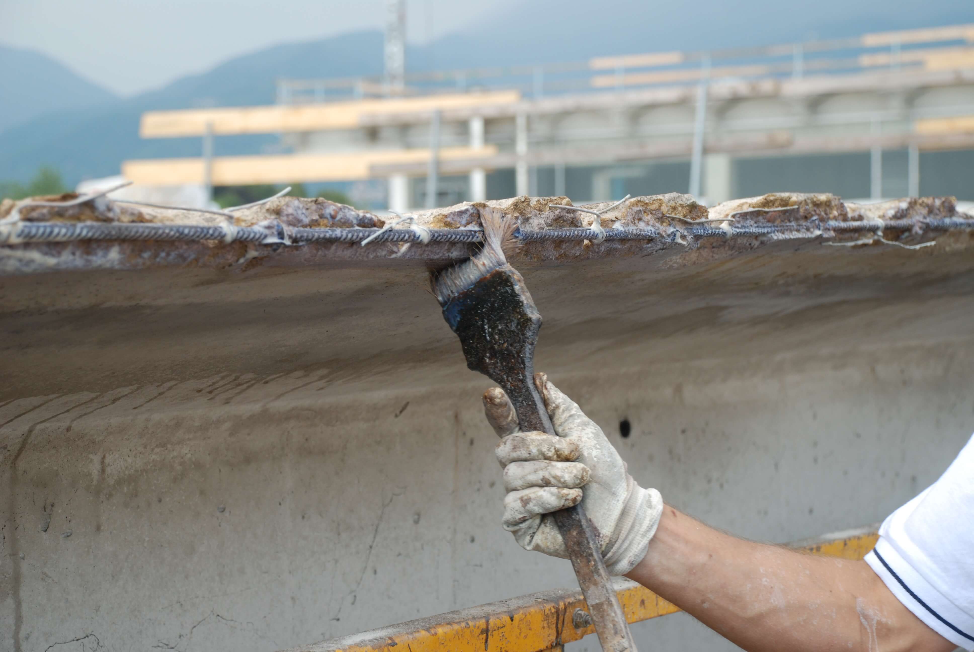 Ecobeton Rust Buster Gel used to cover the rebar of a bridge