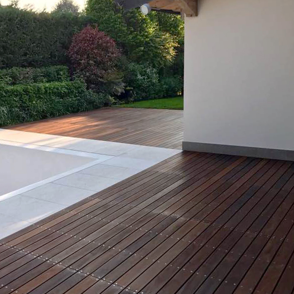 Pool wooden deck impregnated with Everwood Eco Sealer