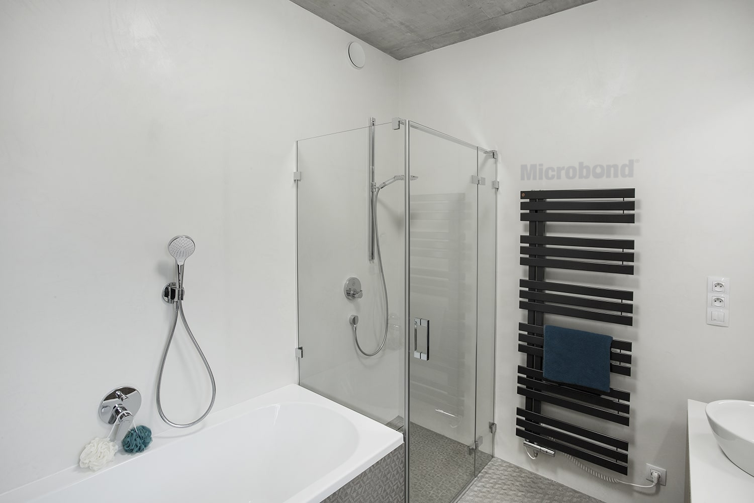 Large white bathroom with Microbond walls