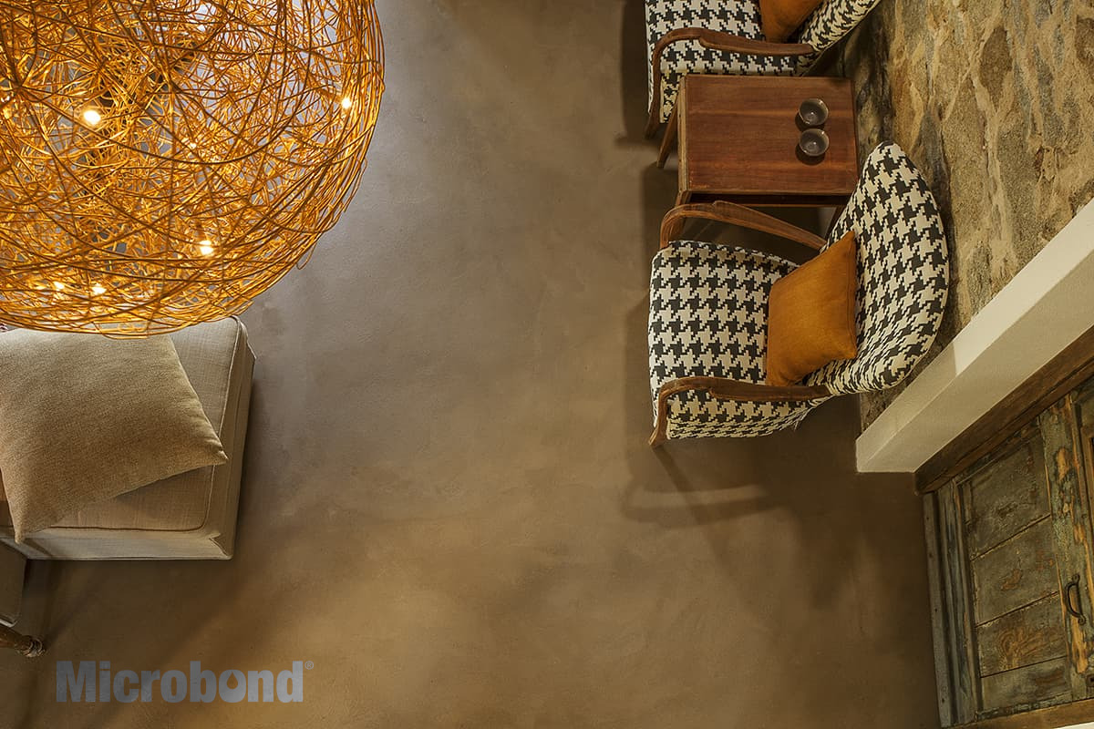 Top view of a microcement floor in a villa