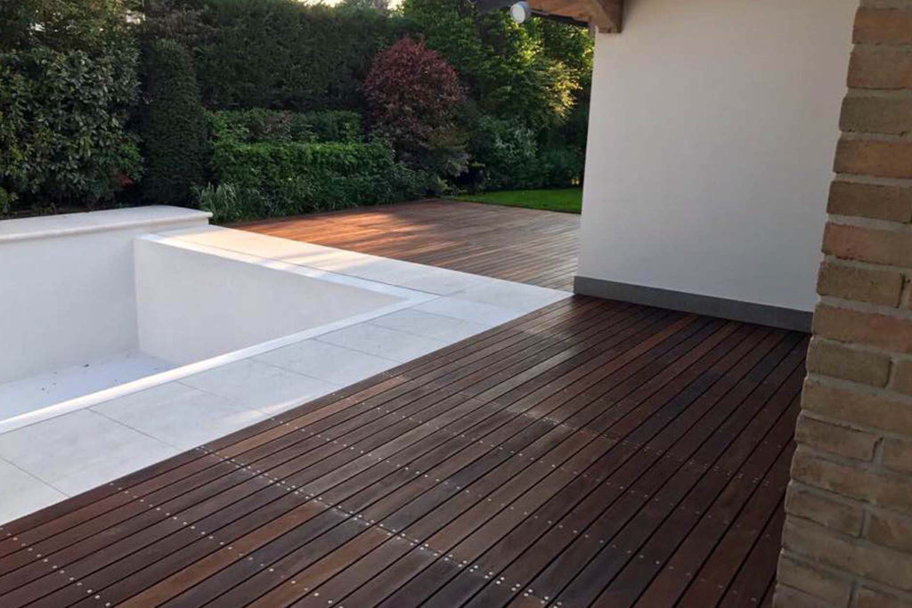 Treatment with Everwood on a wooden pool deck.